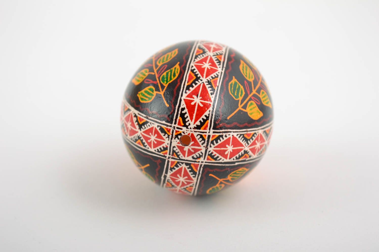 Easter egg painted with acrylics chicken pysanka handmade with flower pattern photo 5