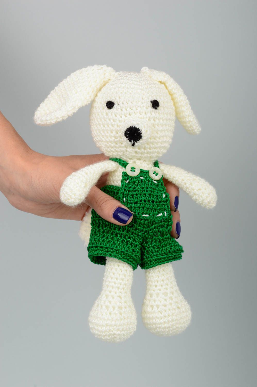 Doudou lapin blanc fait main Jouet tricot au crochet Cadeau enfant original photo 2