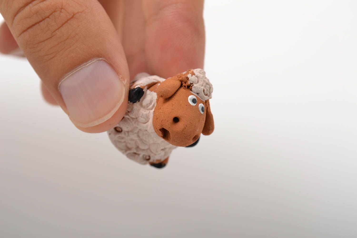 Figurine Mouton en terre cuite faite main peinte à l'acrylique Déco maison photo 4