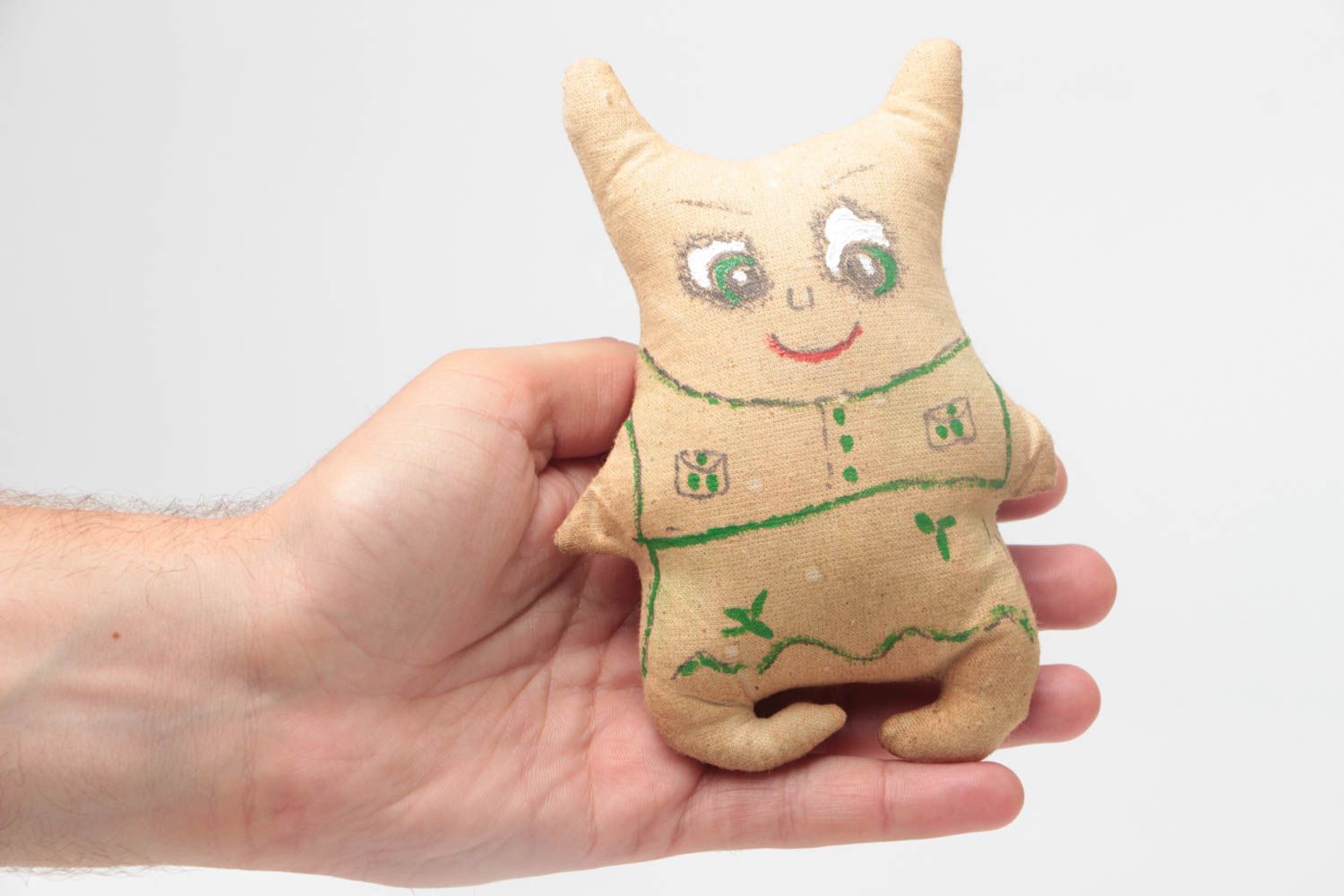 Peluche faite main chat en toile de coton peinte décorative et pour enfants photo 5