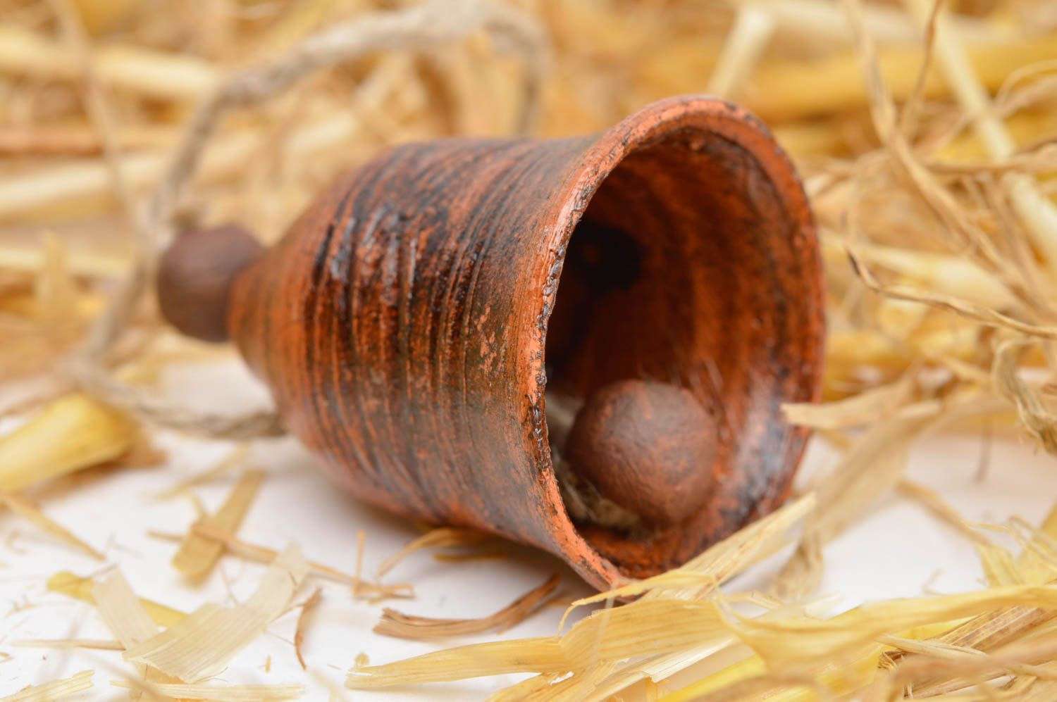 Handmade ceramic souvenir designer bell made of clay unusual stylish bell photo 1