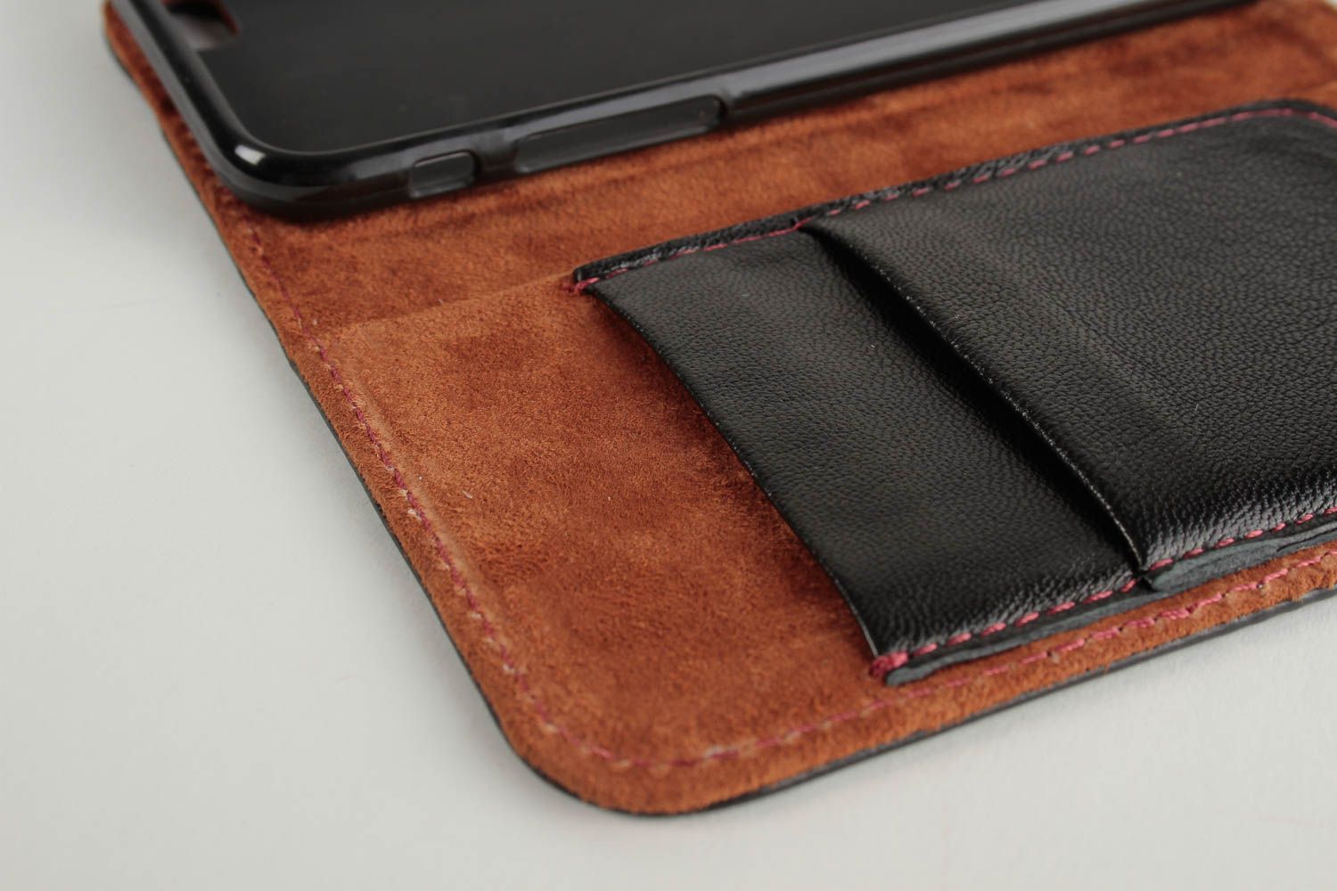 Smartphone Tasche handmade Tablet Hülle iPad Hülle Leder Tablet Tasche schwarz foto 5
