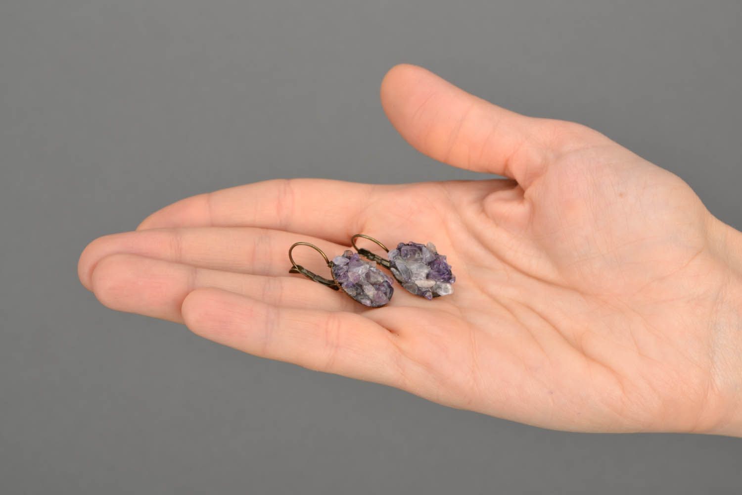 Oval amethyst earrings  photo 2