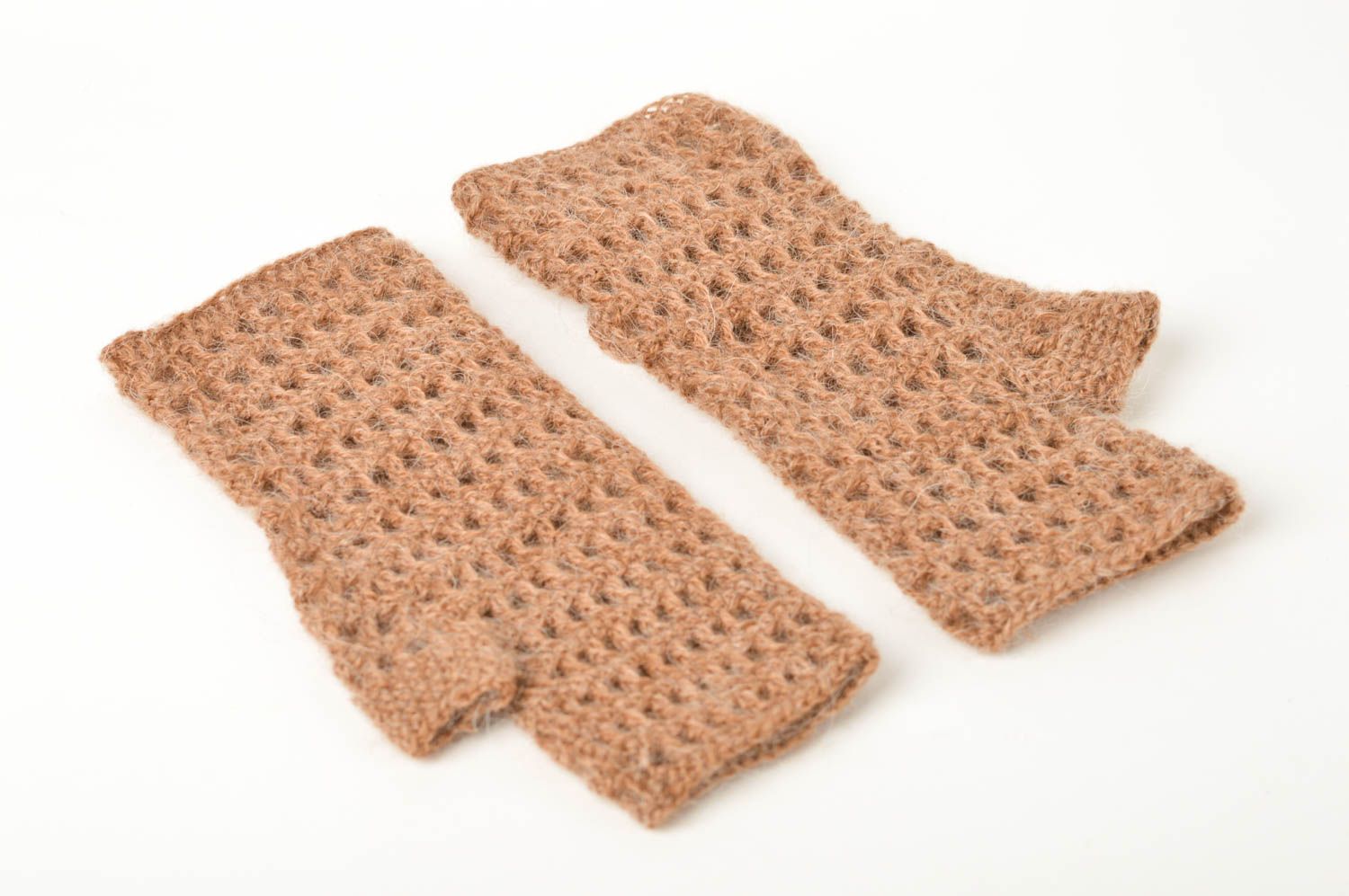 Beautiful handmade crochet mittens accessories for girls winter outfit photo 5