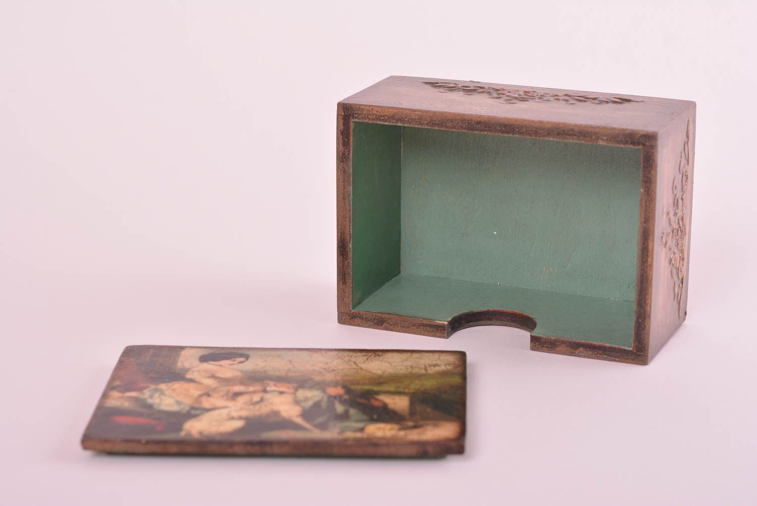 Boîte à bijoux fait main Boîte en bois serviettage design Déco maison originale photo 2