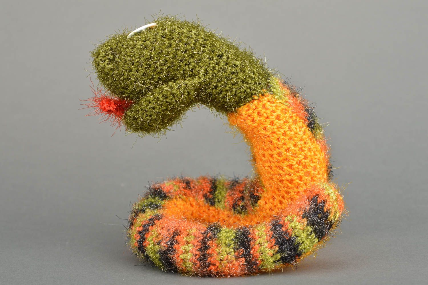 Handmade designer cute soft crocheted snake made of acrylics for home decor photo 5