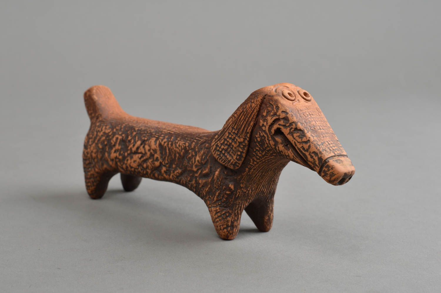 Sifflet jouet fait main Instrument de musique déco Cadeau ethnique forme chien photo 2