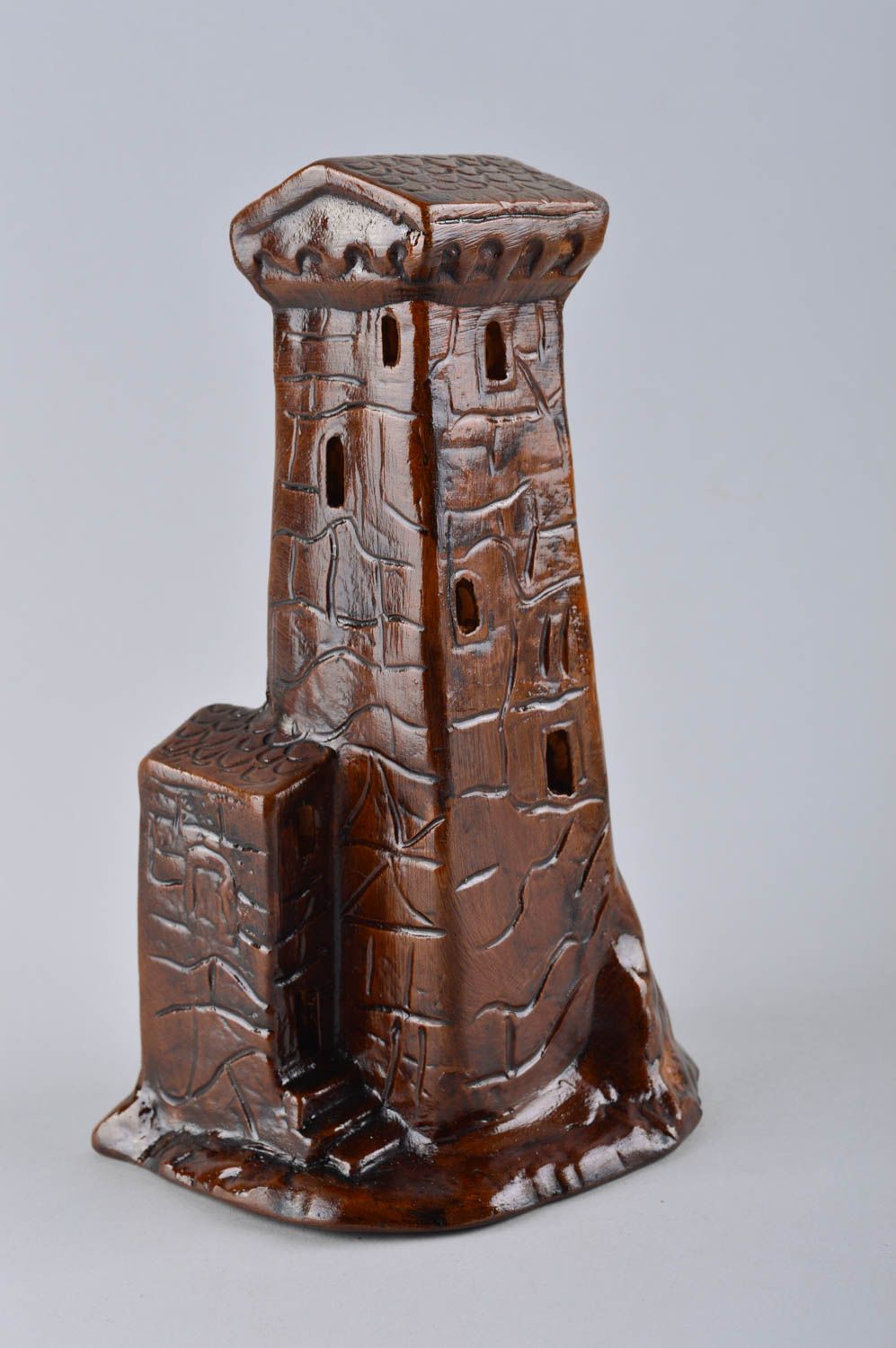 Handmade Keramik Deko Figur aus Ton Wohnzimmer Deko Swanischer Turm Geschenk foto 2