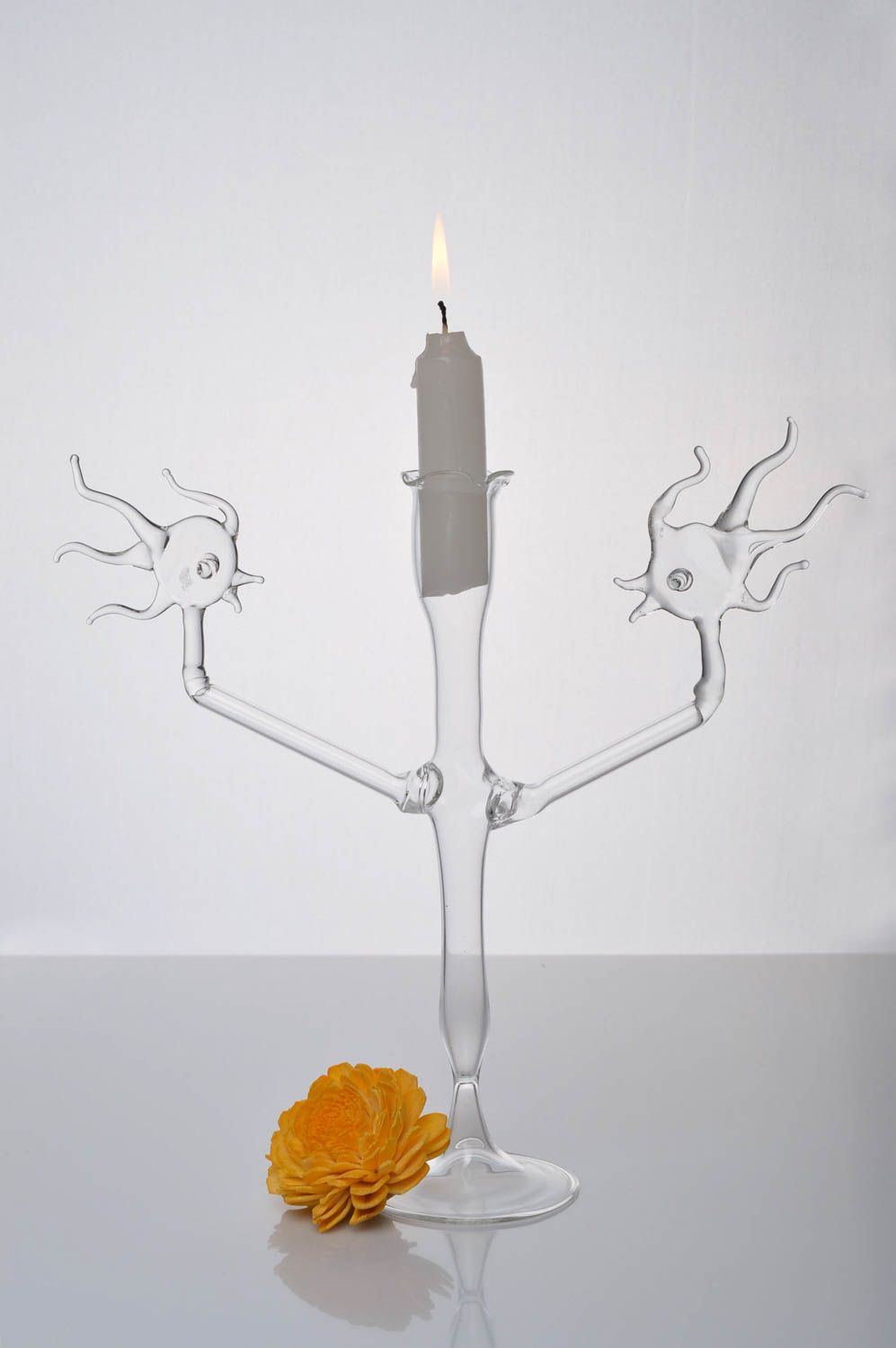 Handmade glass candlestick candle holder glass decor housewarming gift ideas photo 1