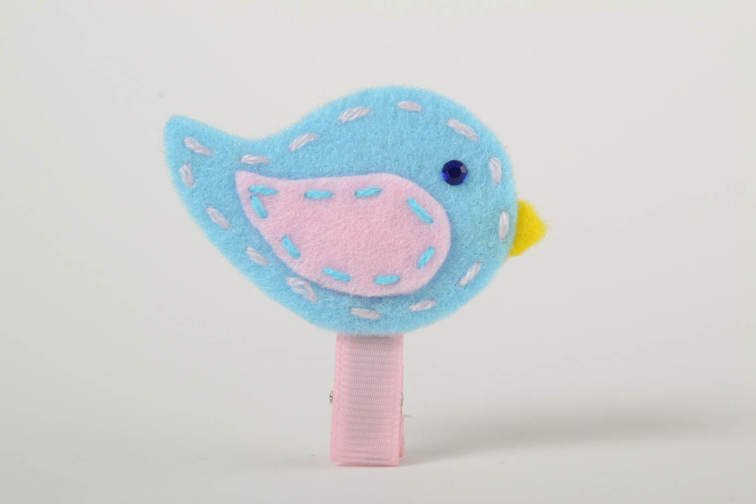 Children's hair clip in the form of a bird blue accessory for hairstyles photo 2