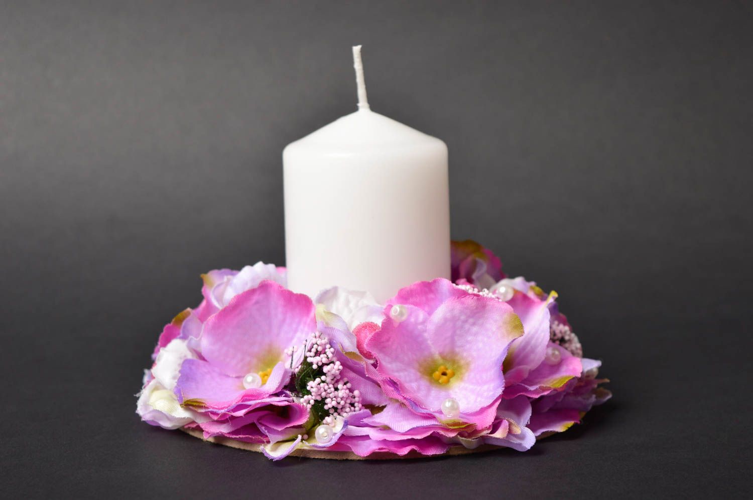 Свеча ручной работы свадебная свеча с цветами свеча на свадьбу красивая фото 3