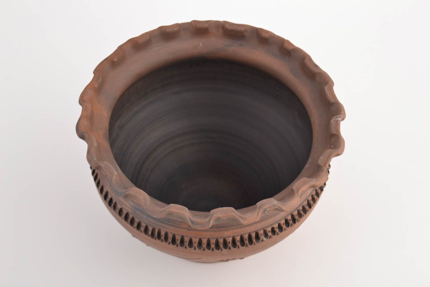 Unusual handmade designer clay pot for baking 3 l home ceramics photo 4