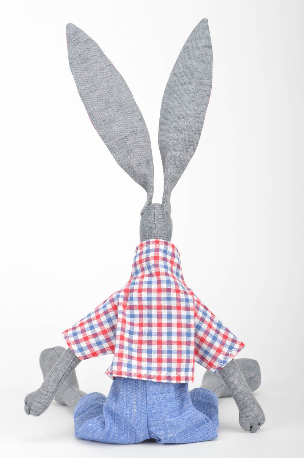 Unusual homemade fabric soft toy Hare for children and interior design photo 5