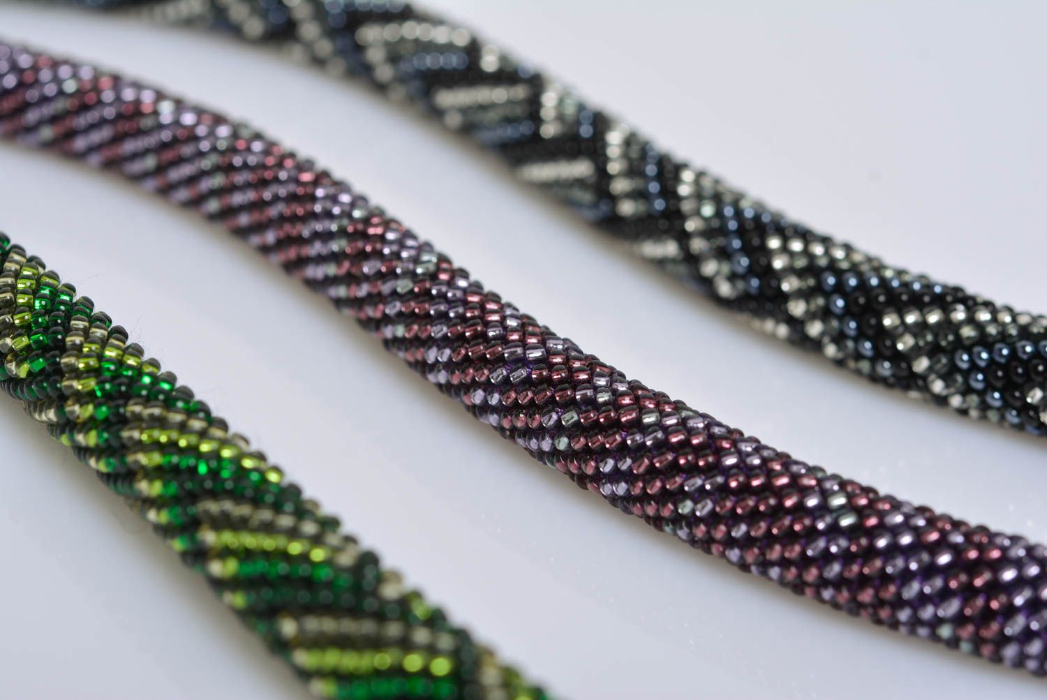 Beautiful dark handmade woven beaded cord necklace for women photo 2