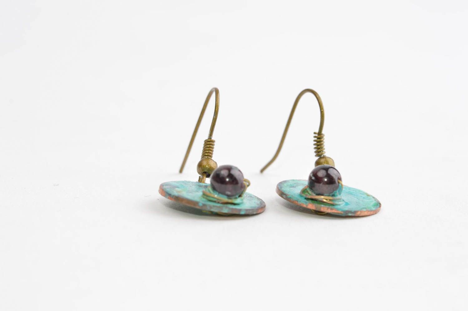 Handmade accessory copper earrings designer earrings unusual gift ideas photo 3