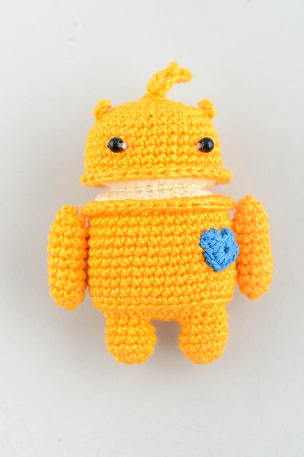 Keychain with soft toy crocheted yellow accessory for children hand made photo 2