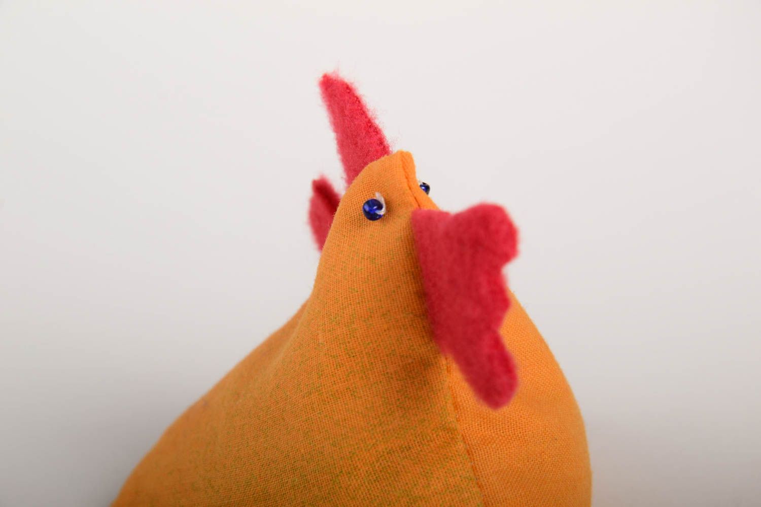 Peluche poulet faite main Jouet enfant orange coton Idée cadeau original photo 5