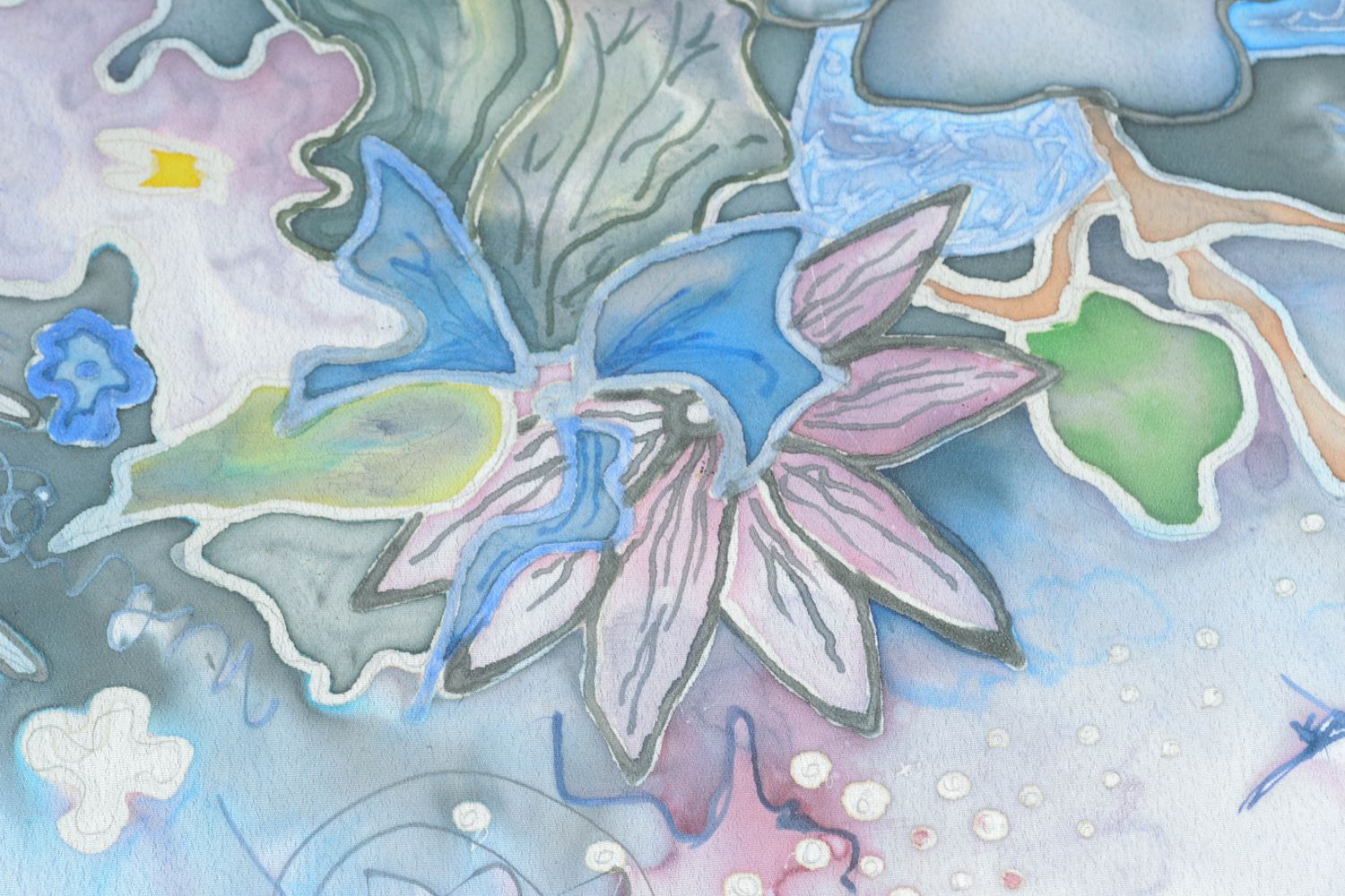 Картина в технике батик ручной работы Морские цветы фото 2