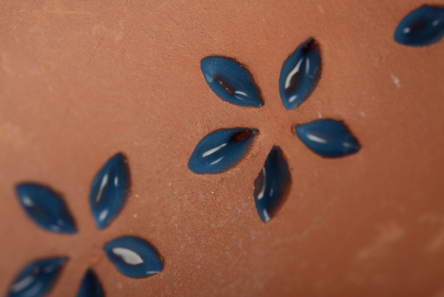 Cloche céramique décorative avec fleurs bleues  photo 5