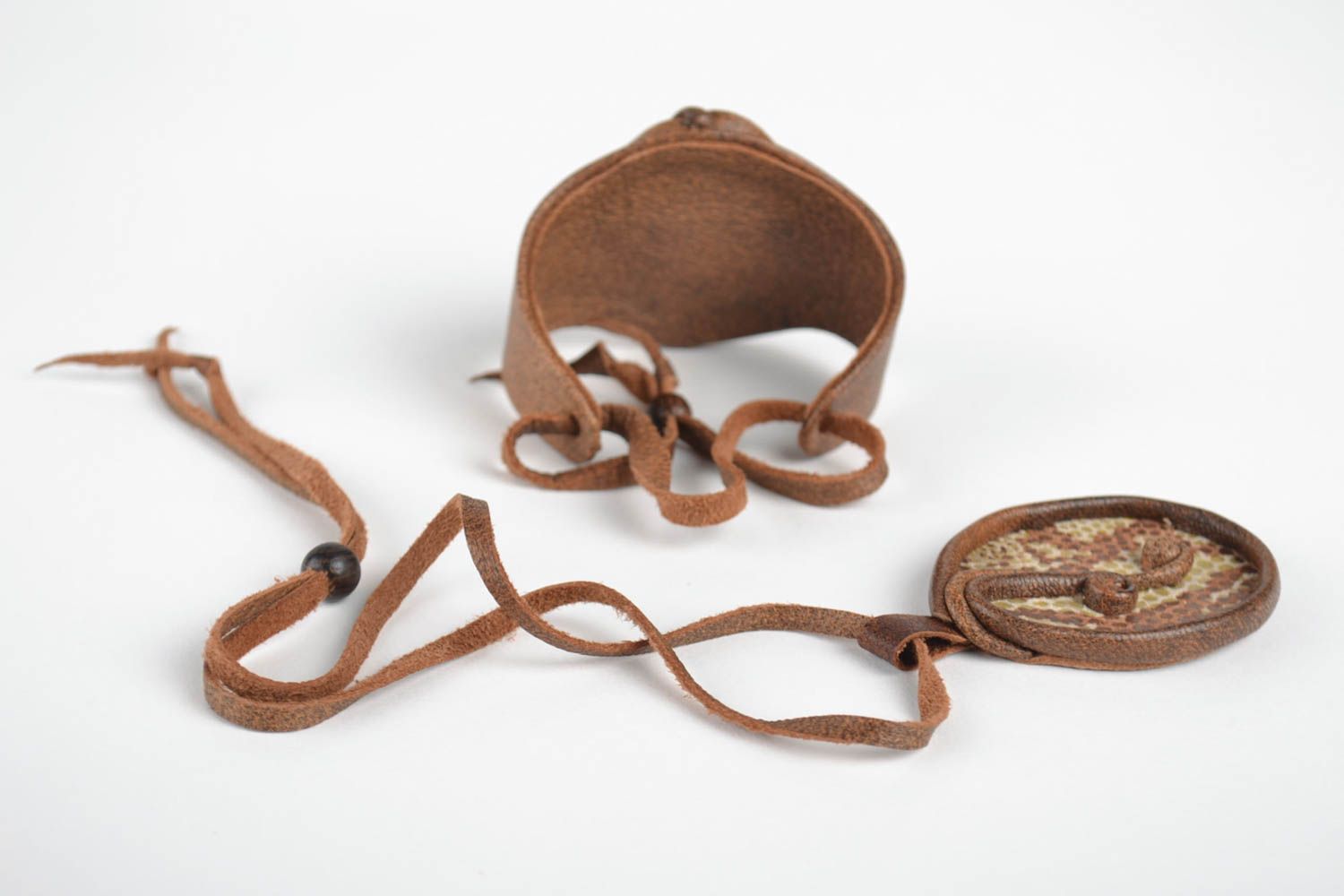 Damen Schmuck Set Handmade Anhänger Leder Armband Frauen Accessoires originell foto 4