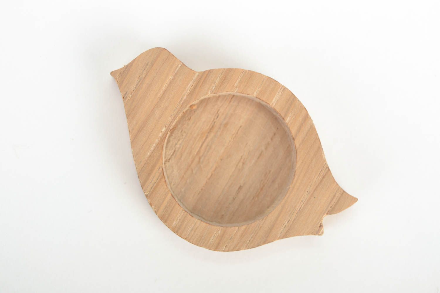 Bijouterie Rohling aus Holz in Form vom Vogel klein hell handmade für Handarbeit foto 1