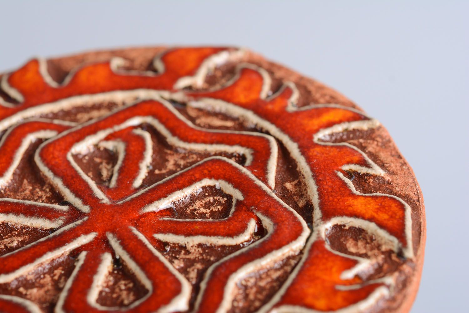 Orange Wandteller aus Keramik Molvynets  foto 2