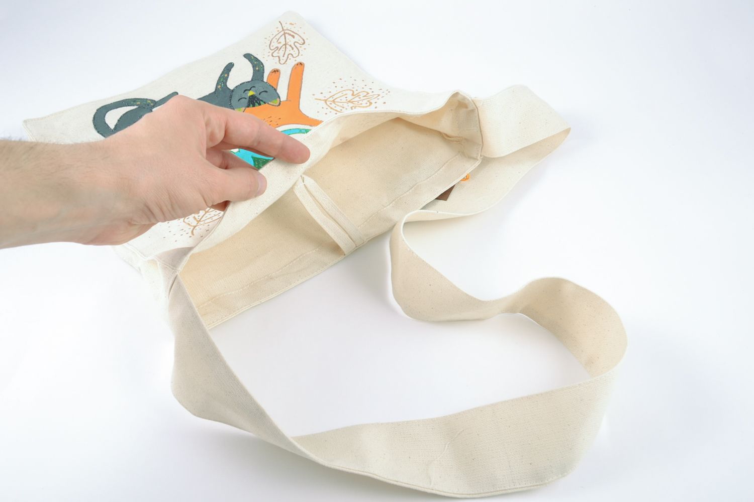 Женская сумка из ткани конопляной расписанная акрилом фото 5