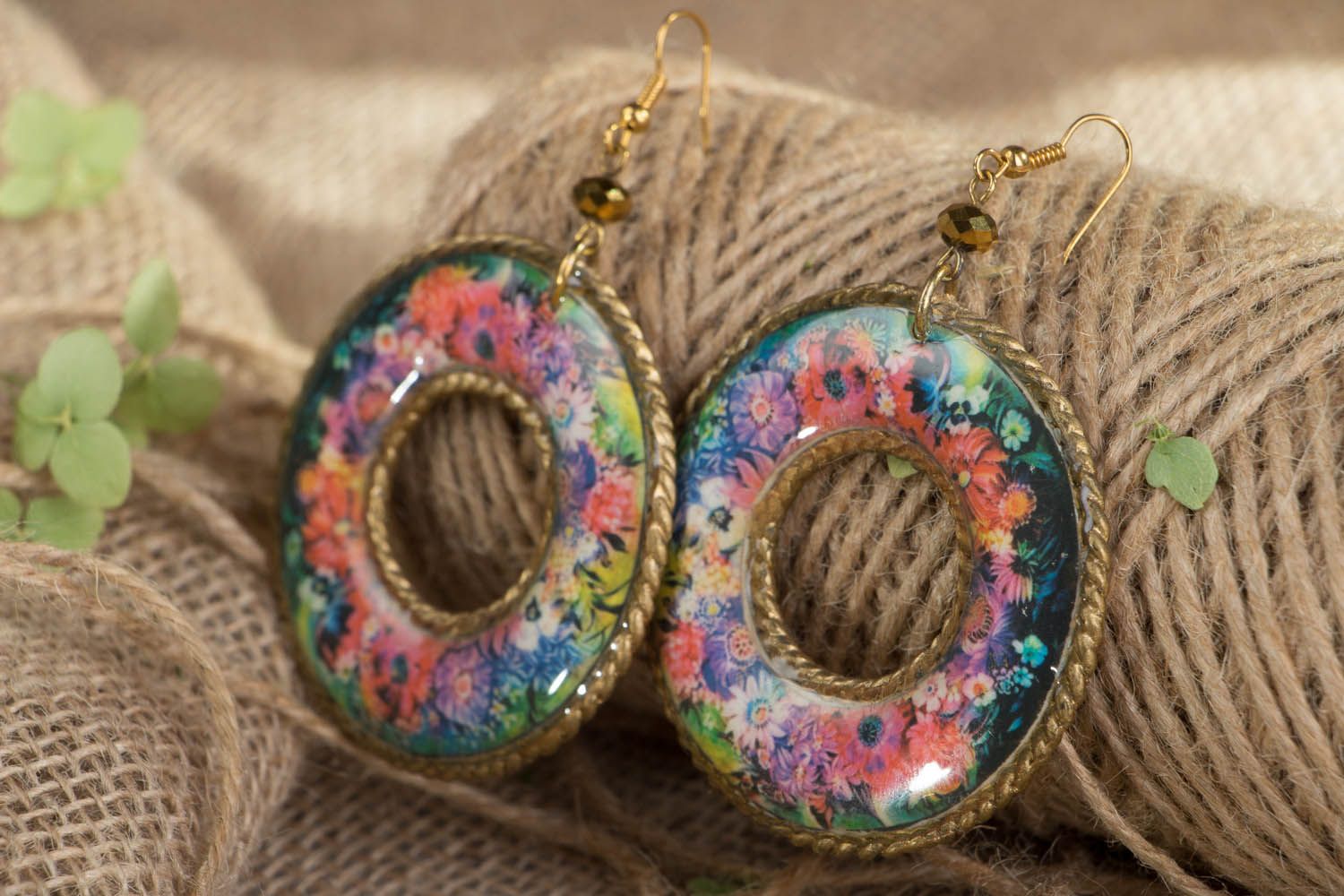 Earrings made of polymer clay Painting photo 3