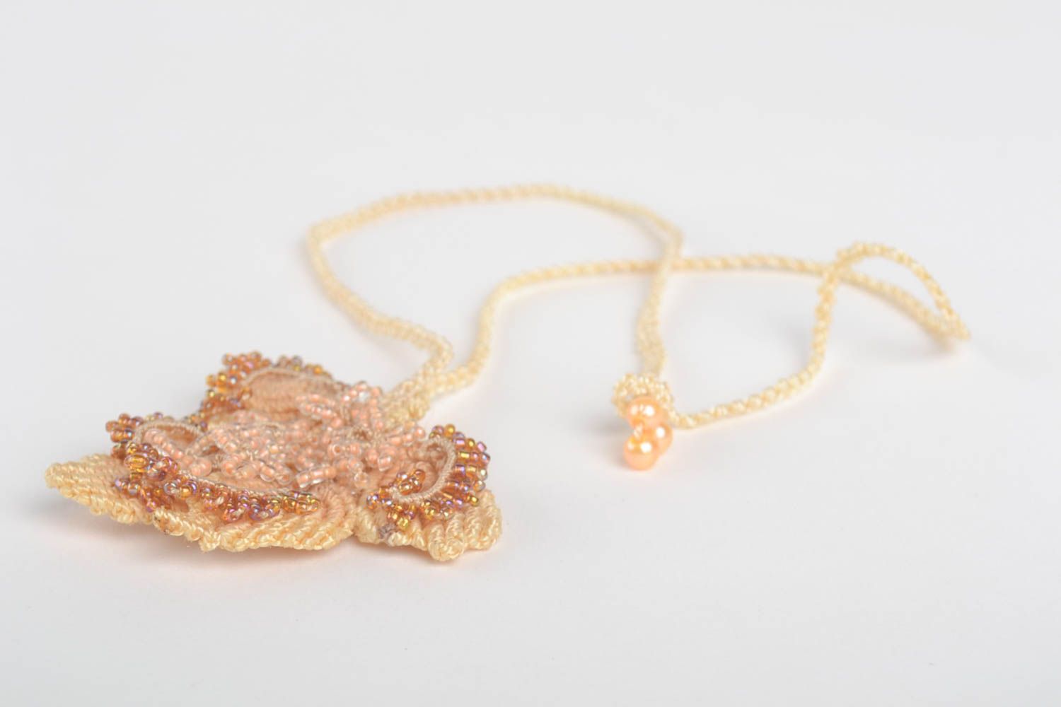 Beautiful flower jewelry stylish textile pendant unusual beaded pendant photo 4