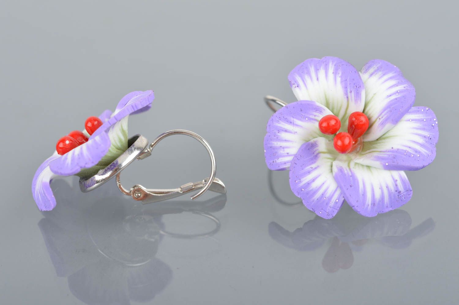 Polymer clay flower earrings handmade designer summer accessory photo 5