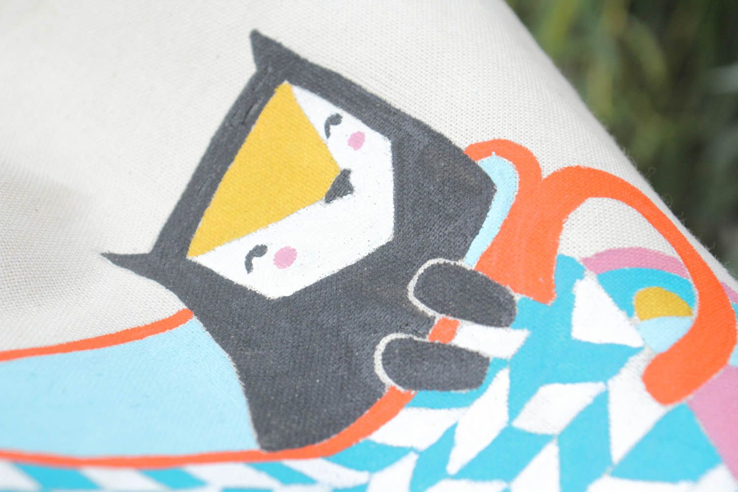 Mala de tecido artesanal decorada com pinturas à mão com tintas acrílicas bolsa feminina foto 4