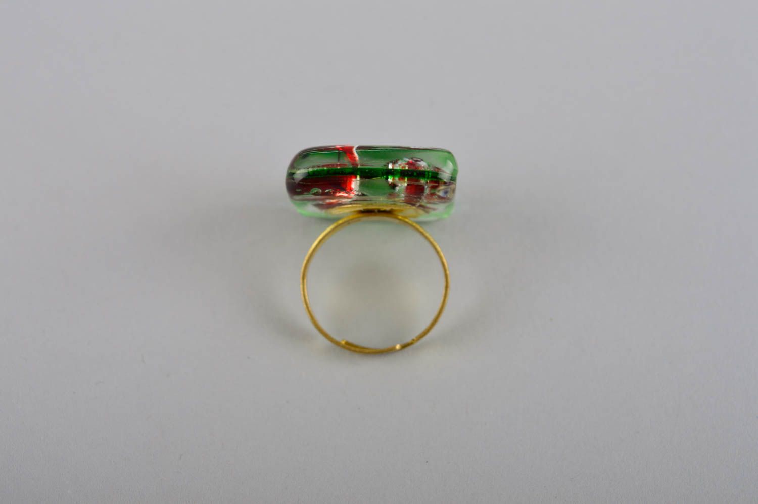 Эксклюзивное кольцо ручной работы красивое кольцо украшение из стекла необычное фото 5