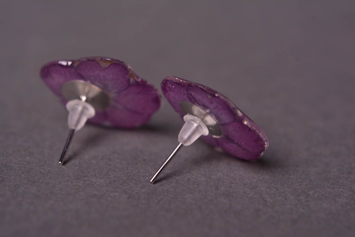 Small handmade stud earrings real flower earrings botanical jewelry designs photo 4