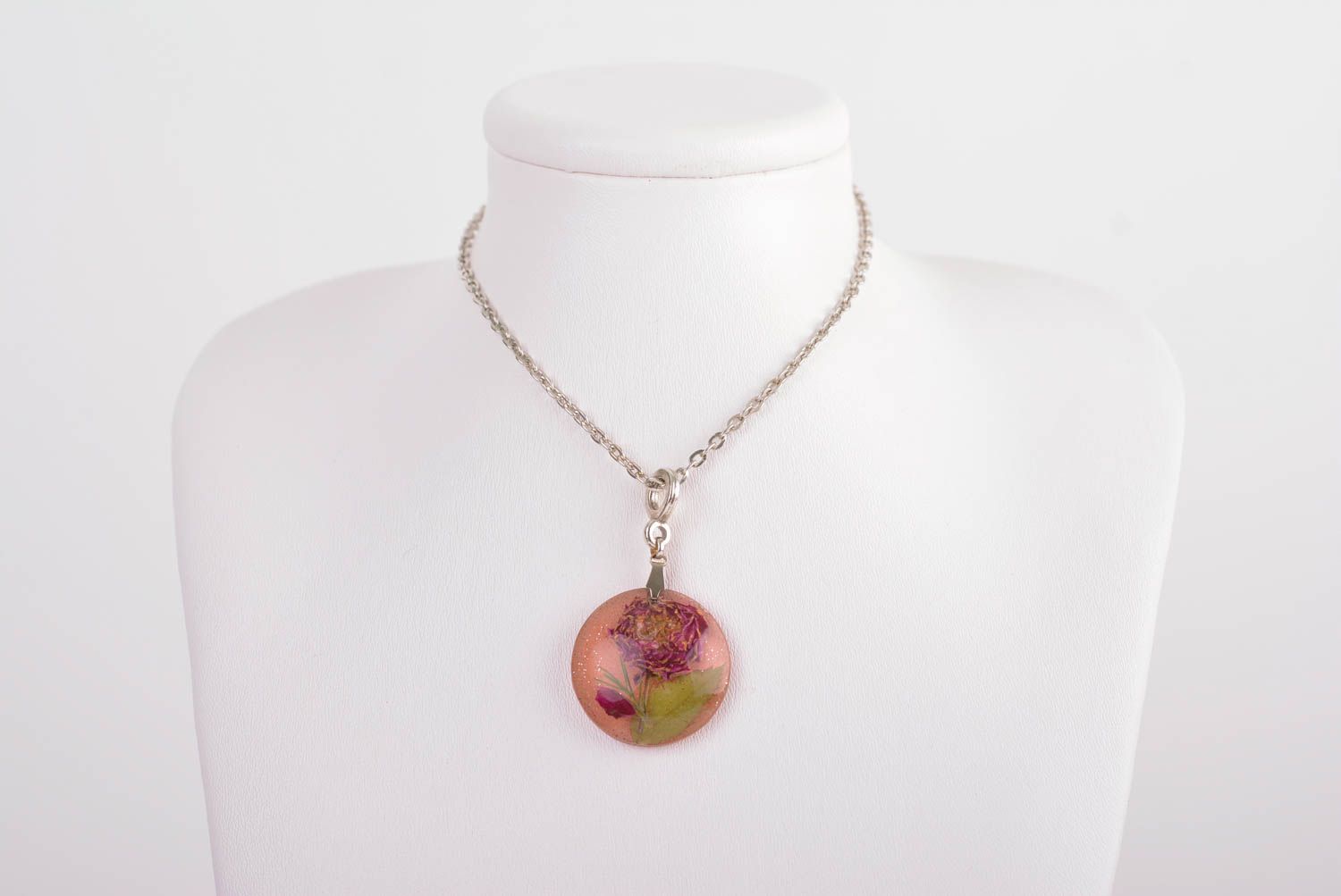 Handmade pendant unusual accessory gift for girls epoxy resin jewelry photo 3
