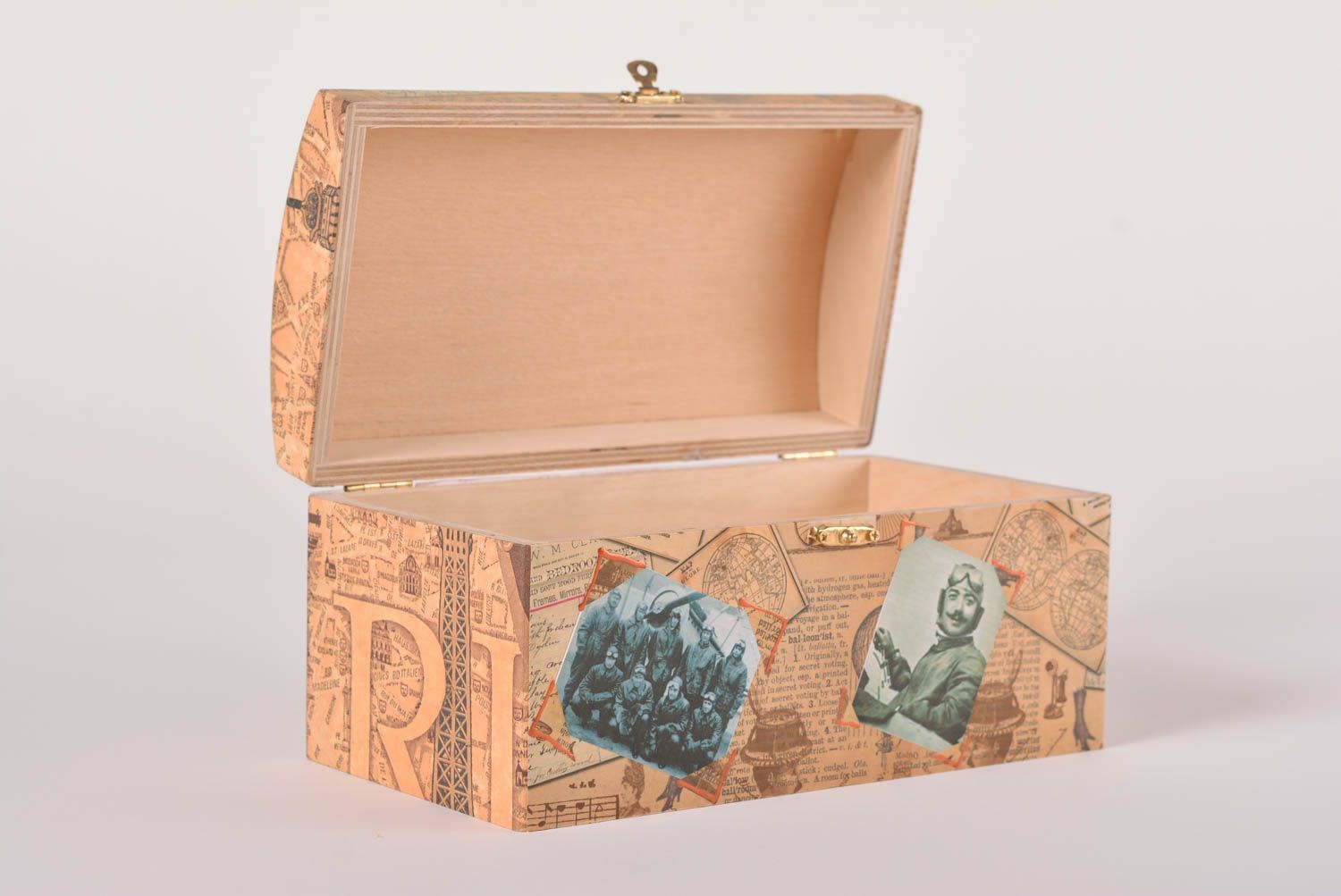 Coffret à bijoux en bois Boîte à bijoux faite main serviettage Cadeau femme photo 2