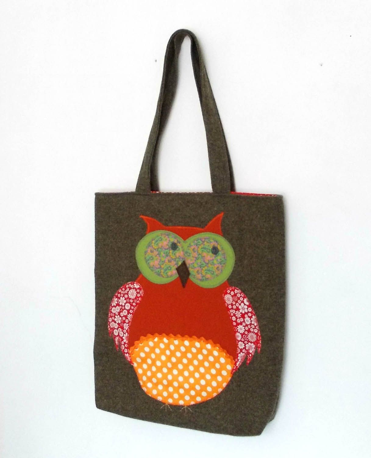 Handmade fabric bag Owl photo 2