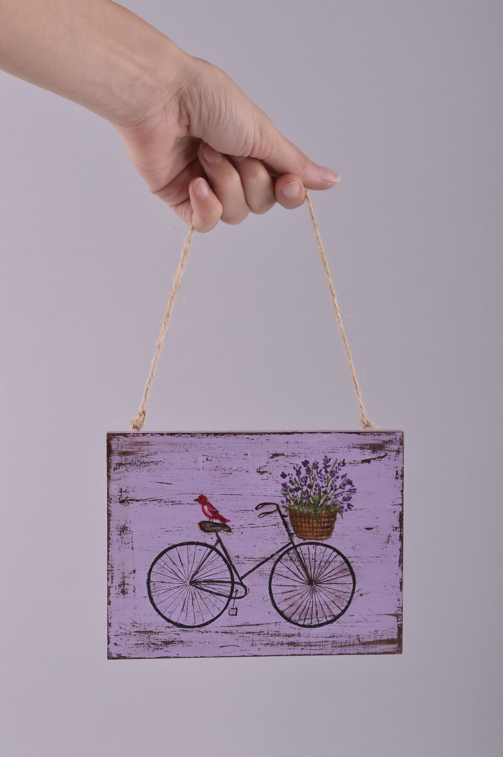 Панно на стену подарок ручной работы деревянный декор на стену Велосипед фото 4