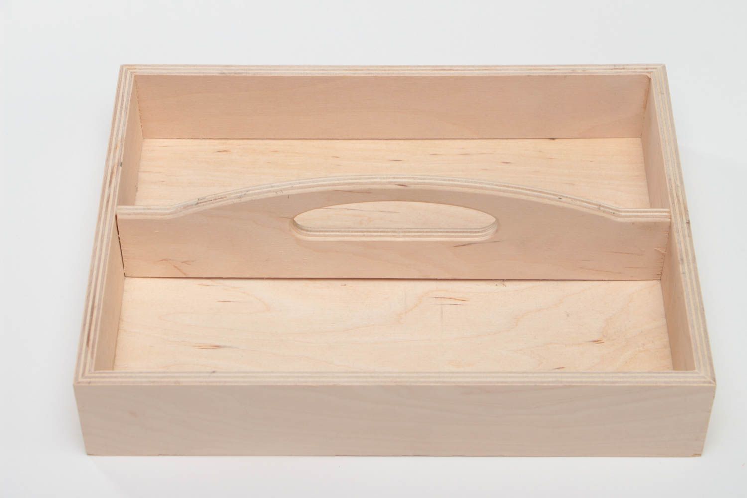 Handmade Holz Tablett Rohling mit Griff und Abteilungen zum Bemalen originell foto 2