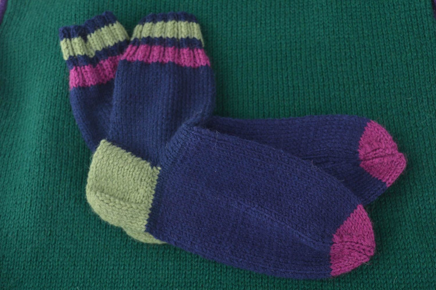 Носки ручной работы шерстяные носки синие женские носки оригинальные красивые фото 1