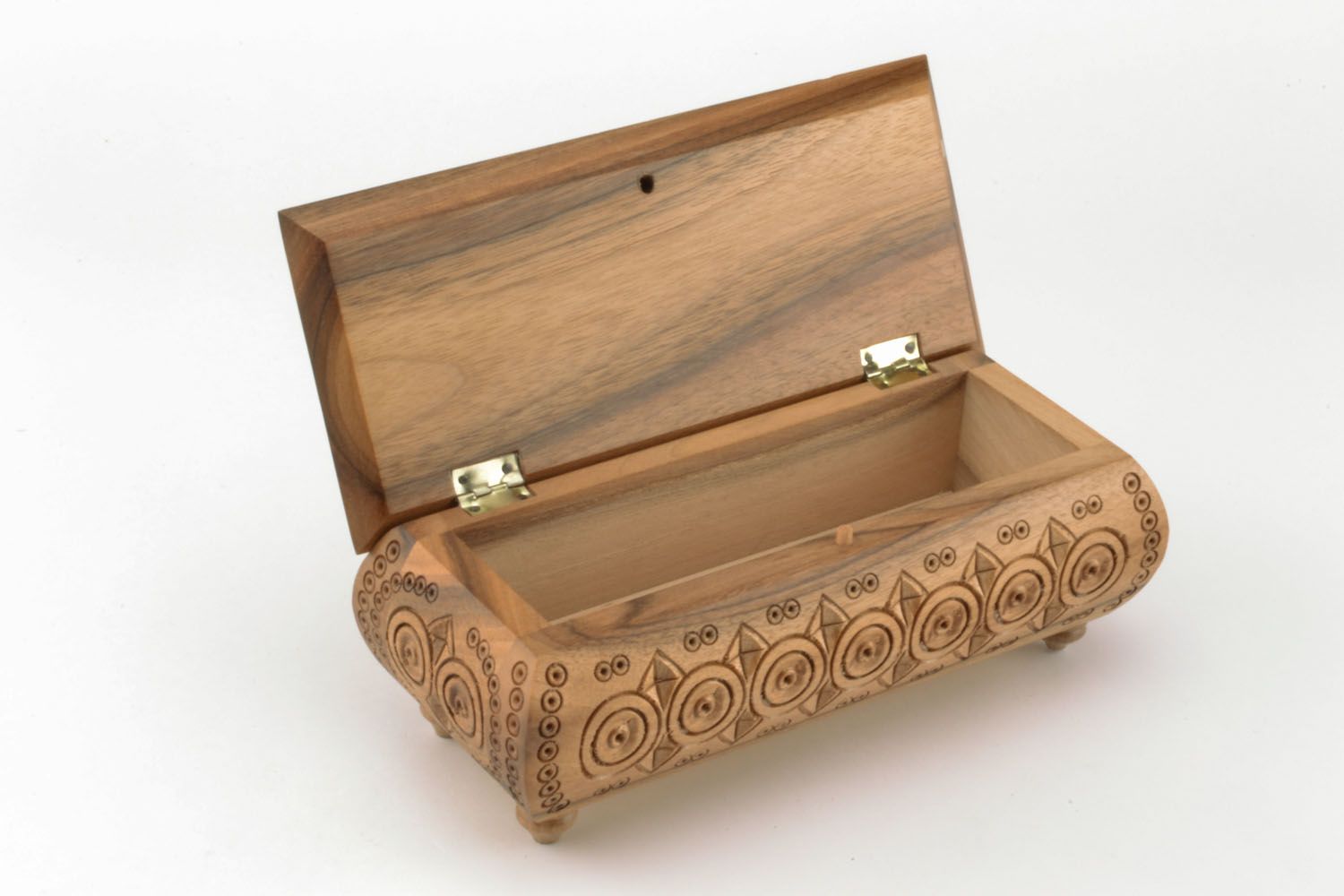 Caixinha de madeira feita à mão para jóias rectangular foto 5