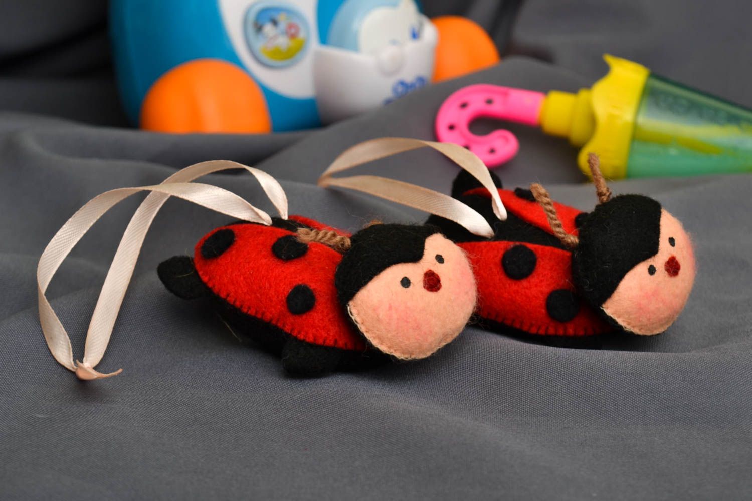 Handmade toy unusual toy designer soft toy for kids nursery decor set of 2 items photo 1