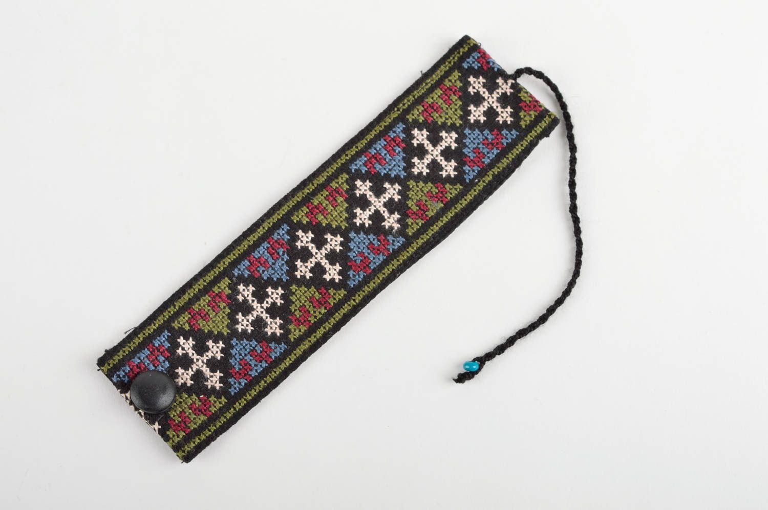 Bracelet textile Bijou fait main Accessoire femme large coton soie fils moulinés photo 2