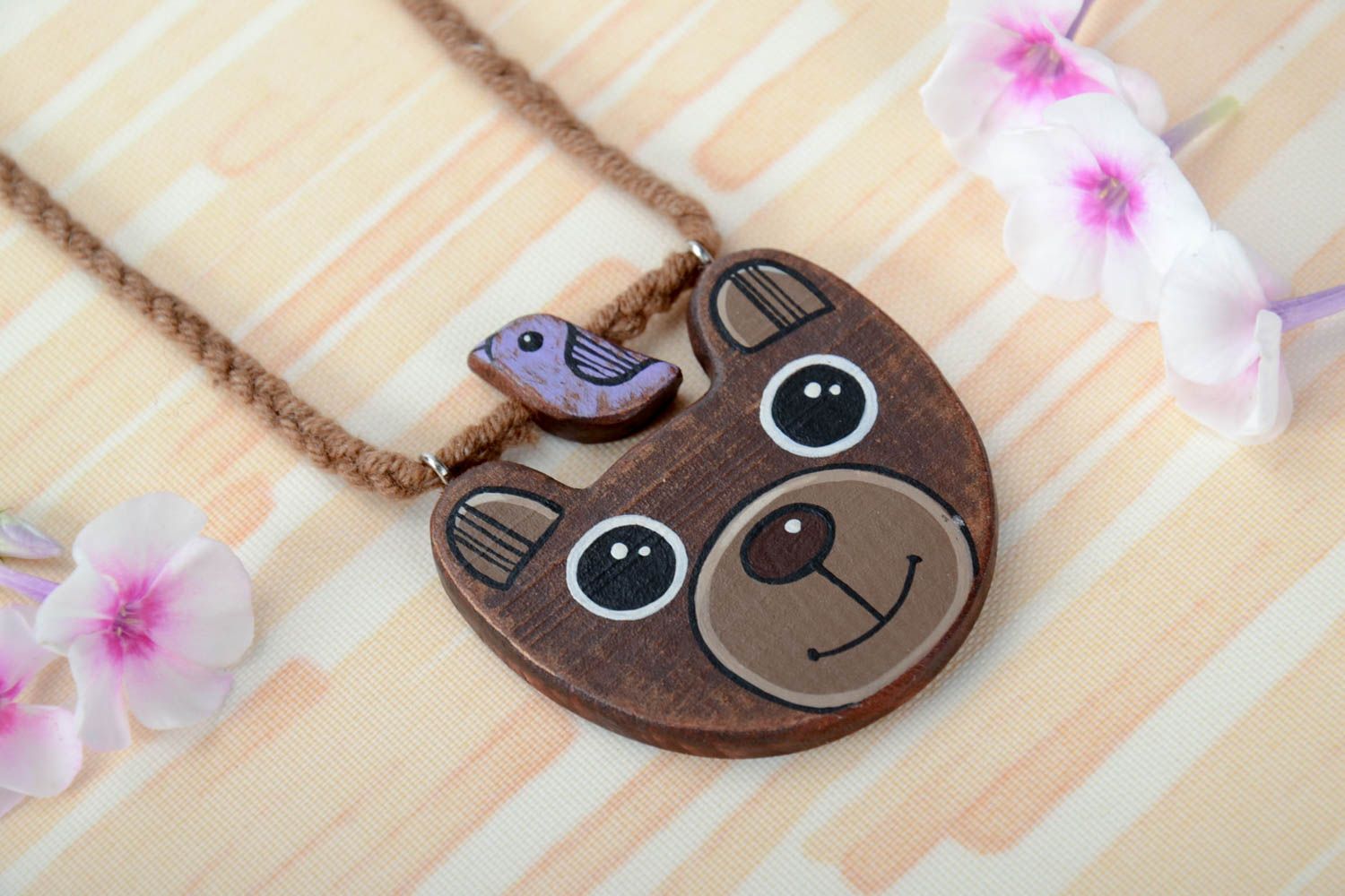 Handmade jewelry wooden pendant unusual gift wooden accessory gift ideas photo 1