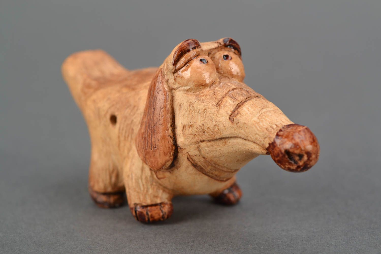 Ceramic whistle Badger-dog  photo 1