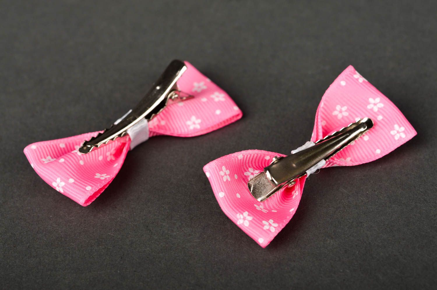 Children hair clip handmade hair clip pink hair slide 2 pieces ribbon hair clips photo 5
