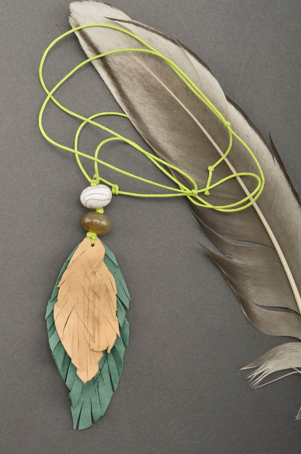 Handmade pendant leather pendant unusual accessory unusual pendant gift for girl photo 1