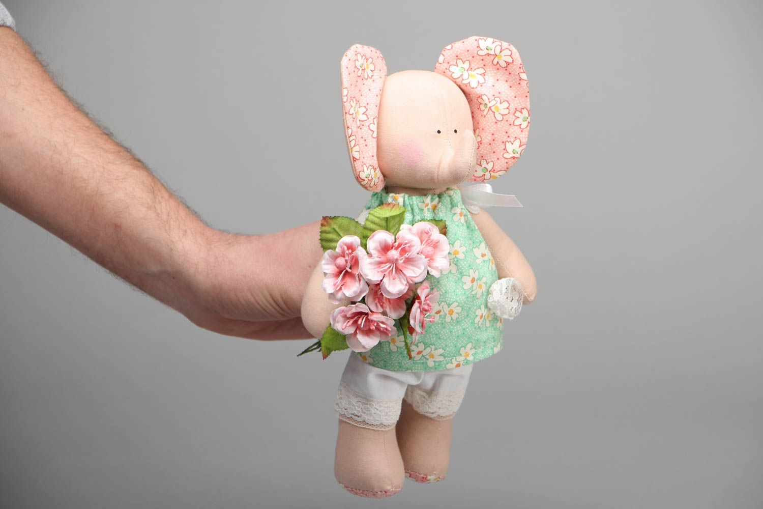 Interior soft toy Elephant with Bouquet photo 4