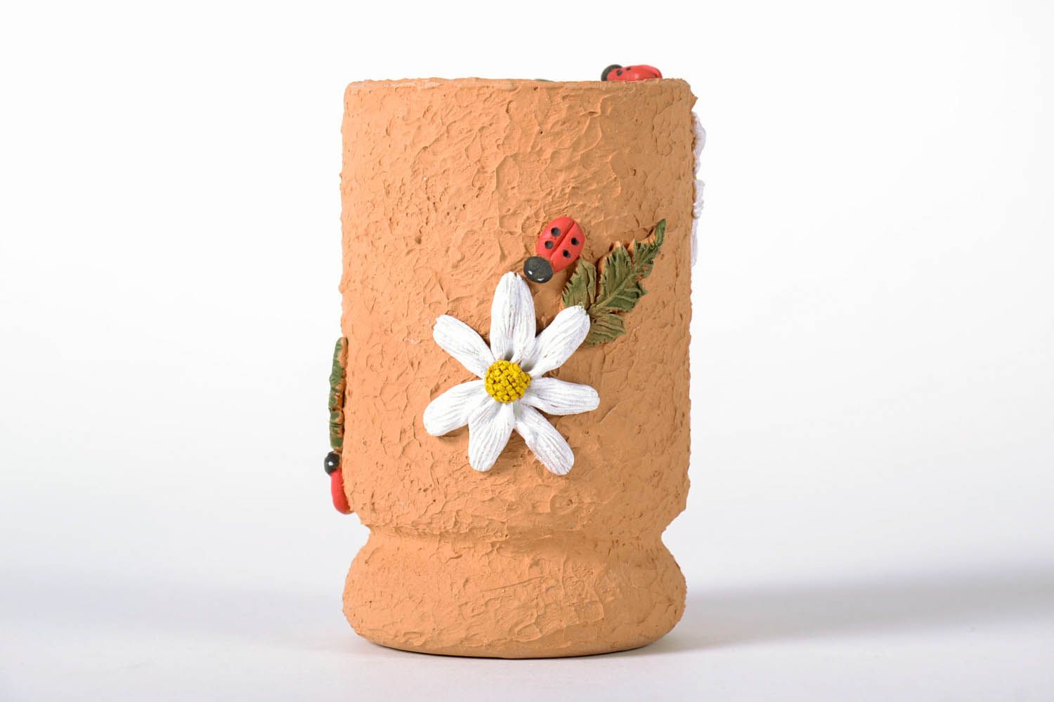 Small handmade clay terracotta vase for girl's desk décor 0,7 lb photo 2