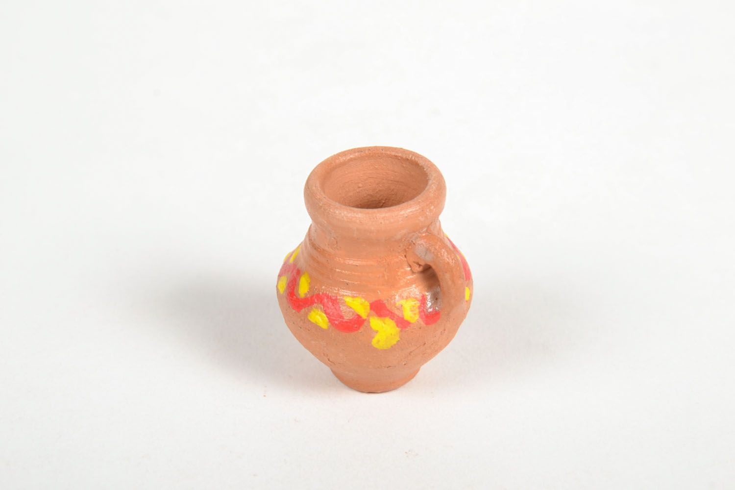 1,2 inches clay terracotta miniature pitcher with handle 0,03 lb photo 3