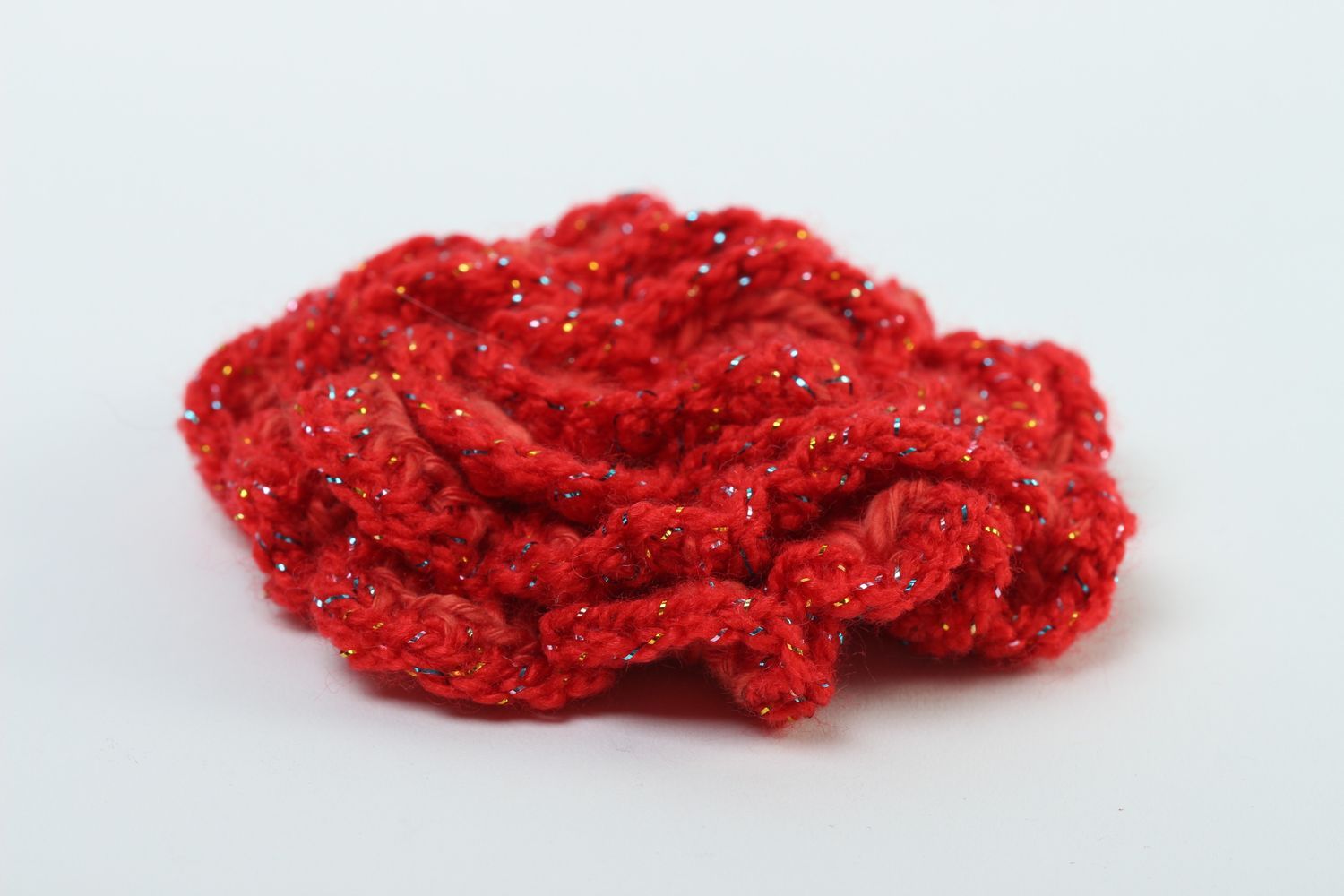 Haarspange Rohling Haarschmuck Blume handmade Broschen Modeschmuck rot gehäkelt foto 3